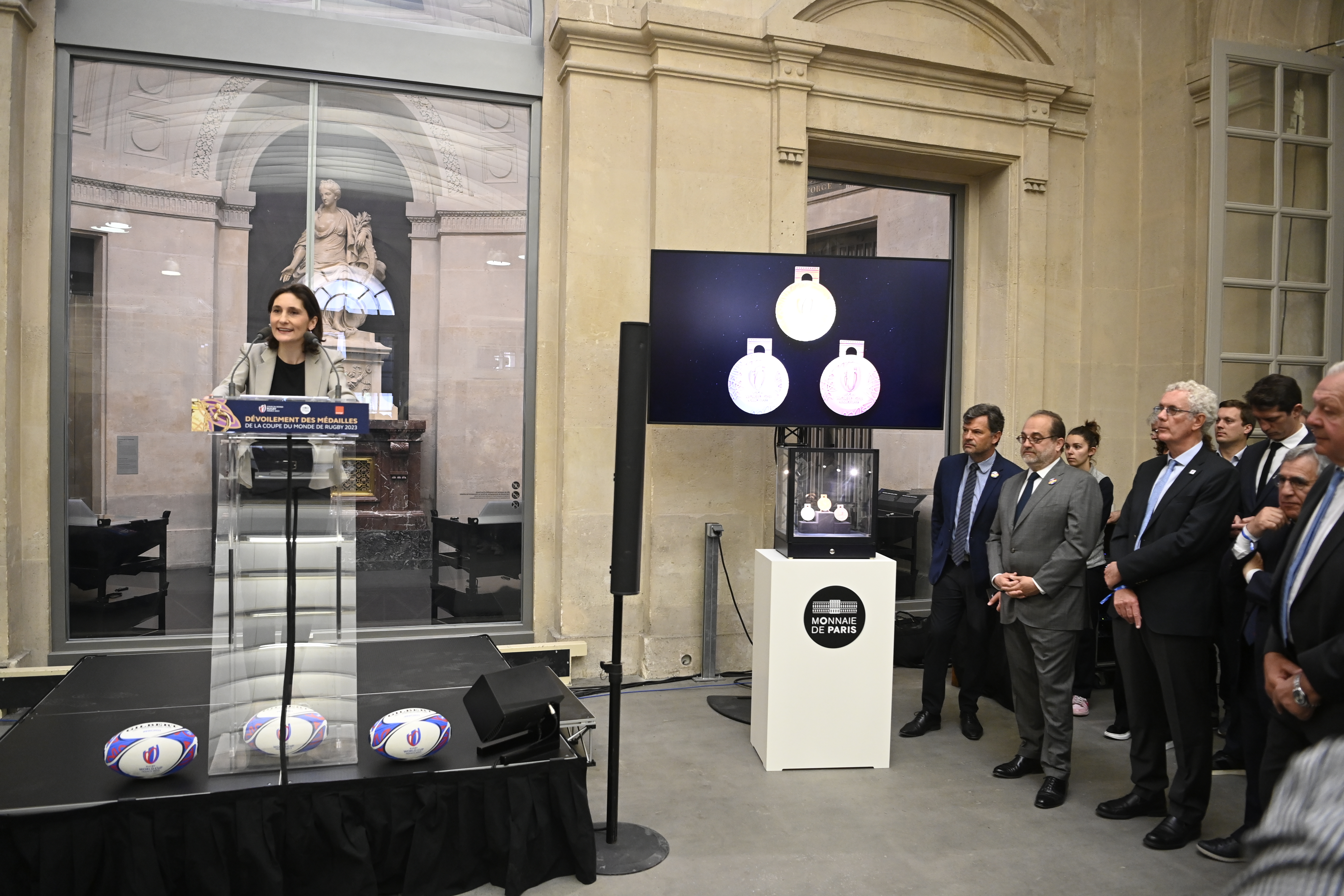 Amélie Oudéa-Castéra à la Monnaie de Paris -  J-100 Coupe du monde de rugby 2023