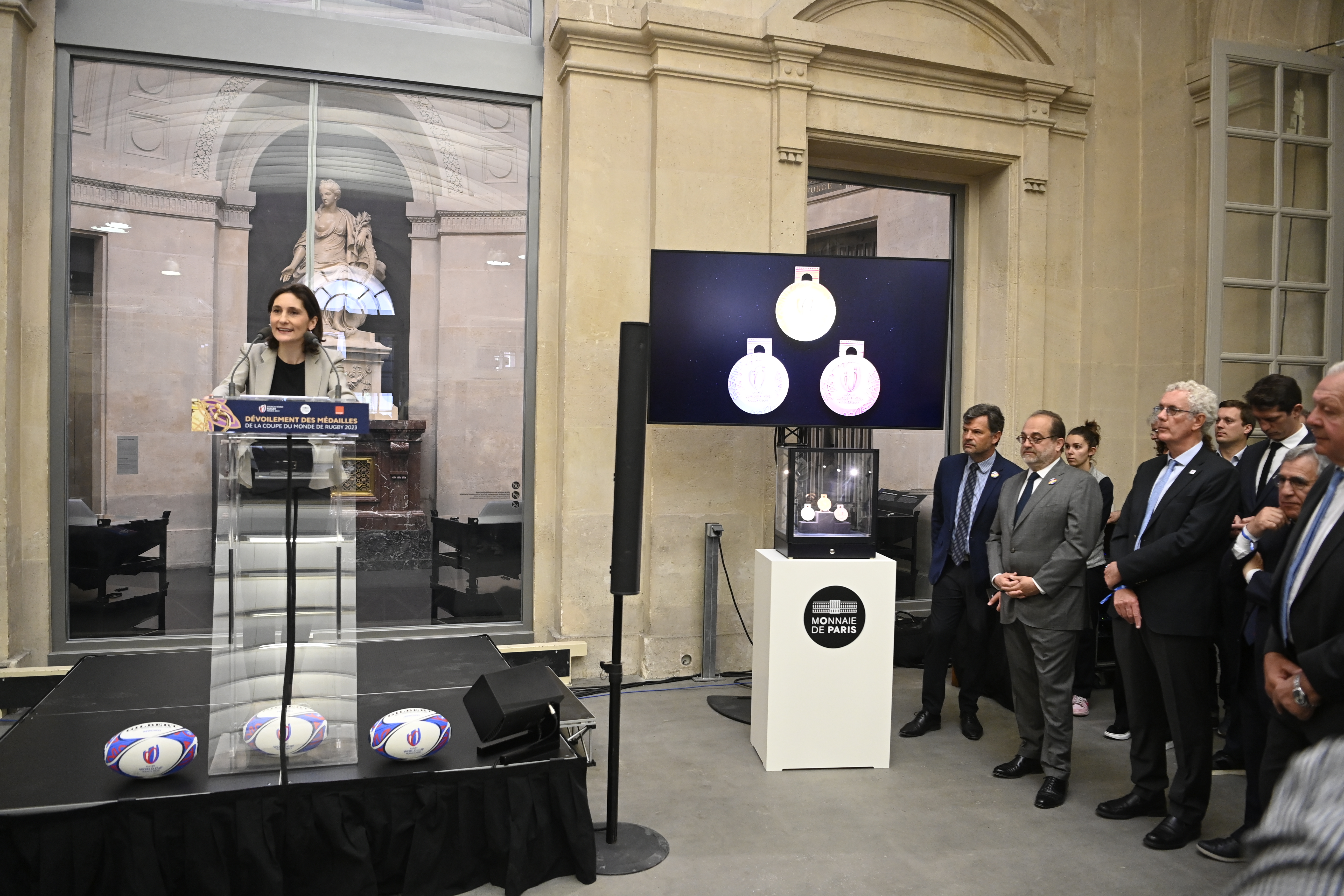 Amélie Oudéa-Castéra à la Monnaie de Paris - J-100 Coupe du monde de rugby 2023