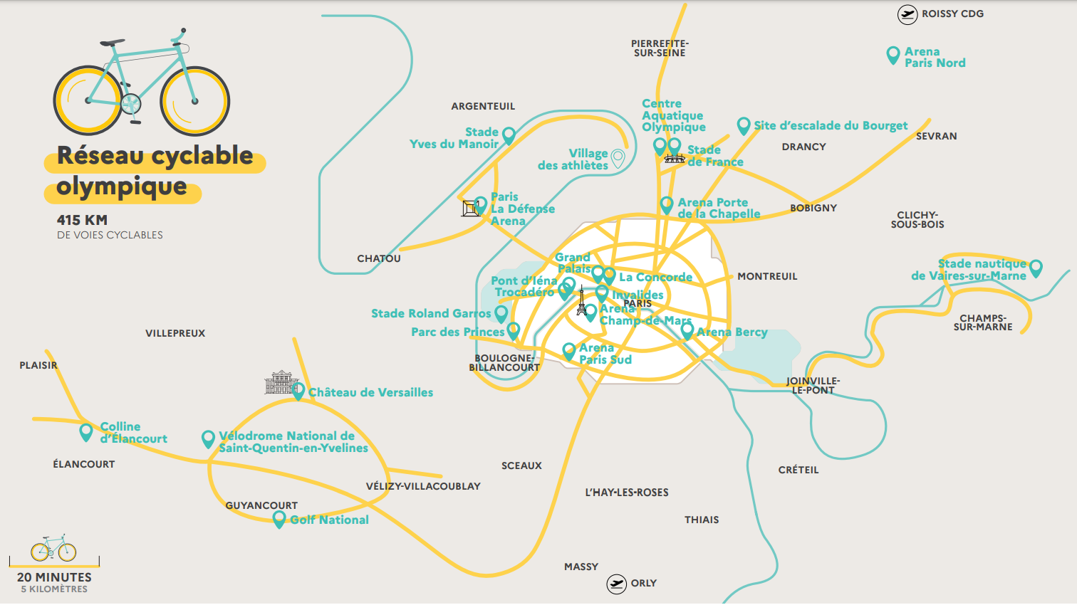 Carte réseau olympique cyclable - 5ème comité stratégique des mobilités des JOP