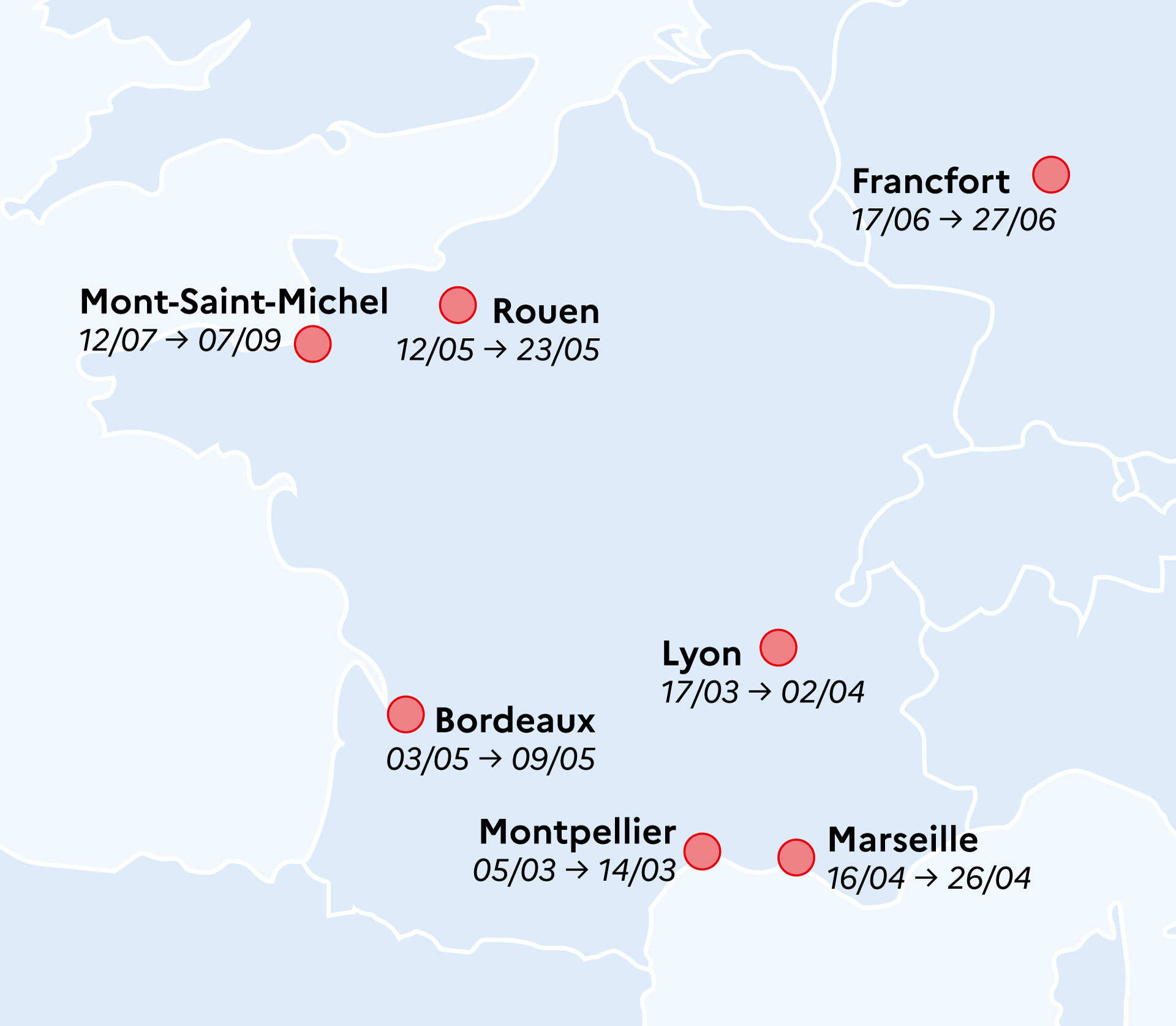 Carte complète du tour de France de Zeus
