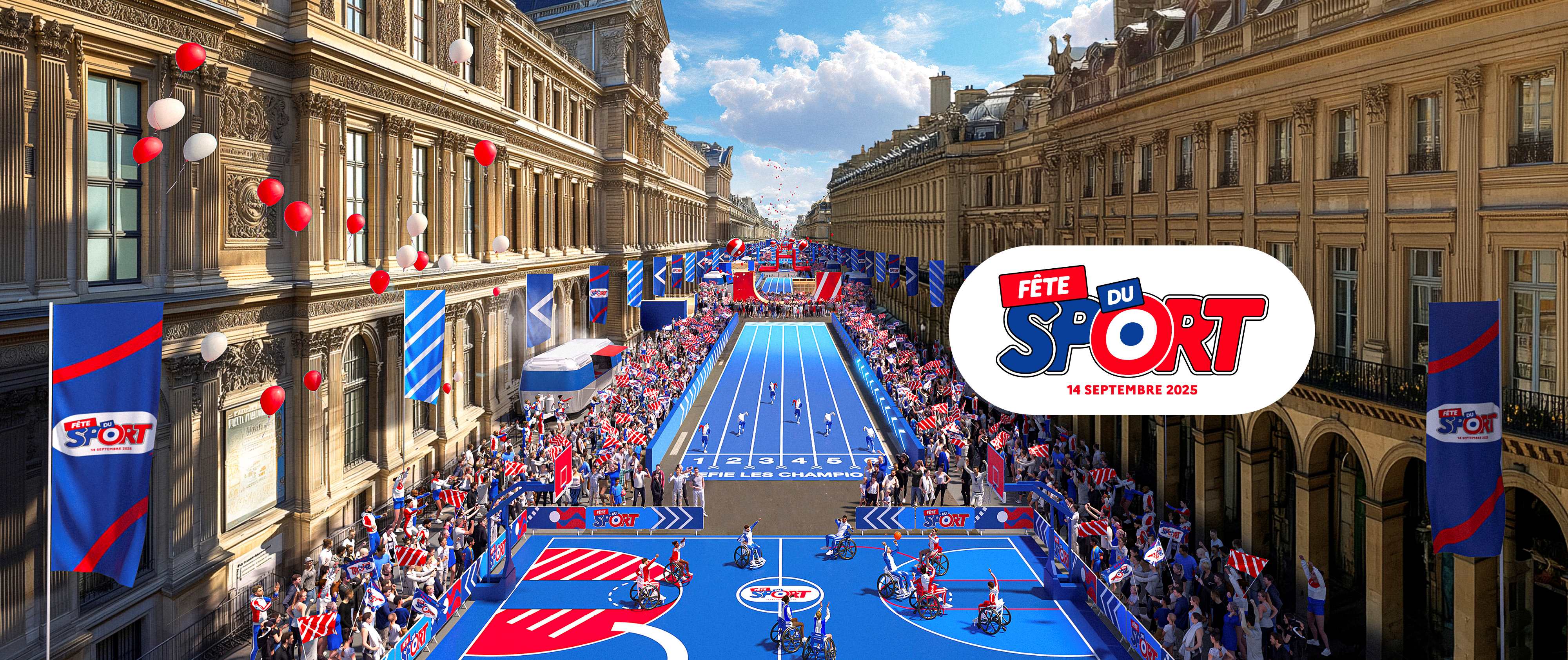Illustration de l'événement Fête du Sport à Paris avec les animations sportives le long de la rue de Rivoli