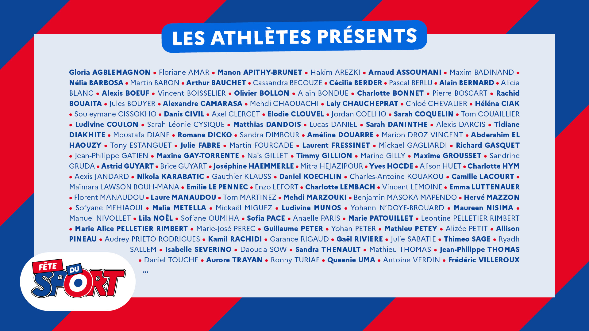 Les arhlétes présents