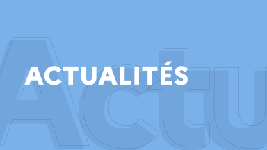 Image avec un fond bleu clair et le texte ACTUALITES en blanc