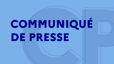 Image avec le texte communiqué de presse en bleu et sur fond bleu clair