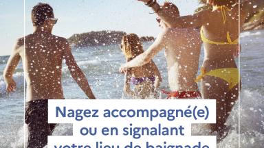 Vignette prévention des noyades présentant un groupe de personnes à la plage
